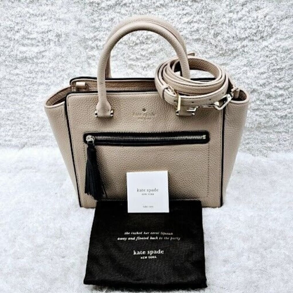 Kate Spade Chester Street Allyn Beige Pebble Leather Top Handle Satchel Xbody